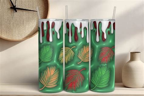 D Inflated Weed Leaf Tumbler Wrap Png Designs Graphics