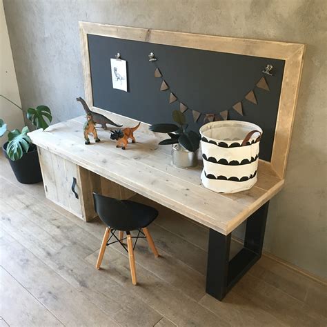 Hippe Speeltafel Steigerhout Knutseltafel Houten Kinderbureau