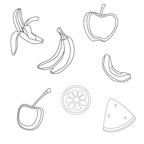 Ilustración de libro para colorear de frutas Vector Premium