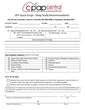 Fillable Online RWJBH Pulmonary And Sleep HST Order Form Fax Email