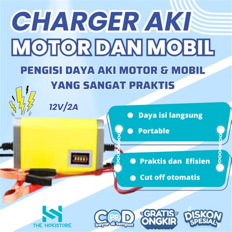 Jual Charger Aki Motor Dan Mobil Otomatis Portable Cas Casan Accu V