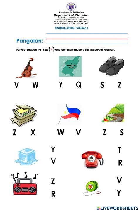 Pagbasa Q Z Interactive Worksheet Live Worksheets