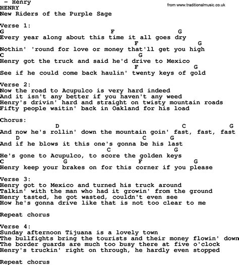 Henry Bluegrass Lyrics With Chords