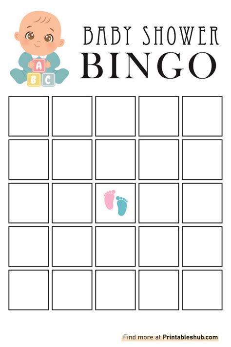 Printable Blank Baby Shower Bingo Template Pdf Baby Shower Bingo