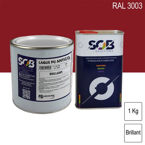 Peinture PU ANTICO Bi Composant RAL 3003 Rouge Rubis 1Kg Laque