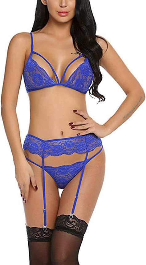 Wedsd Dessous Set Reizwäsche 3 Tlg Strapsen Set Lingerie Erotische