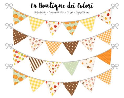 Fall Bunting Banners Party Flags Clipart Thanksgiving Garland Pennant Autumn Banner Clip Art