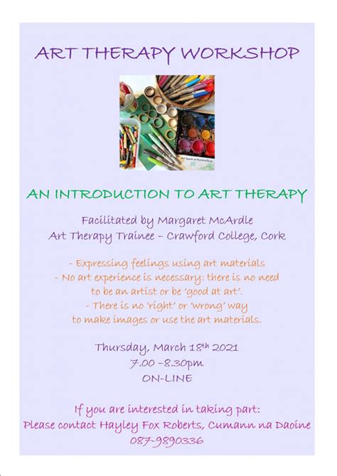 Art Therapy Flyer 18 3 21 Cumann Na Daoine