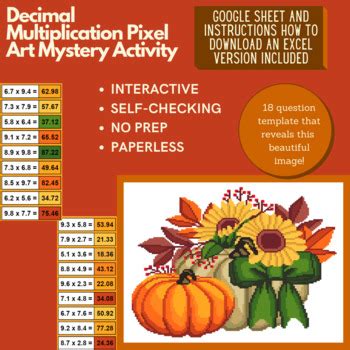 Mystery Digital Pixel Art No Prep Pumpkin Decimal Multiplication Google