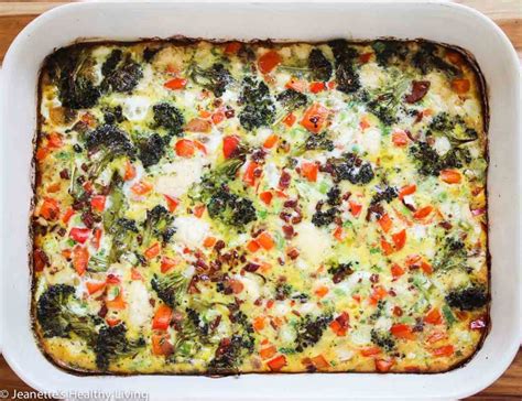 Roasted Broccoli Red Bell Pepper Pancetta Breakfast Casserole Recipe