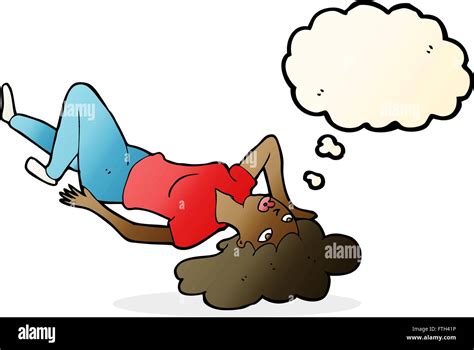 Cartoon Woman Lying On Floor With Thought Bubble Stock Vector Image