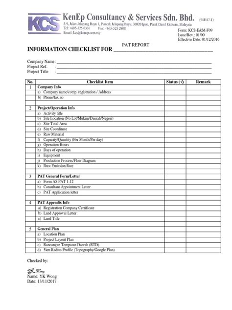 Checklist Pat Pdf Pdf