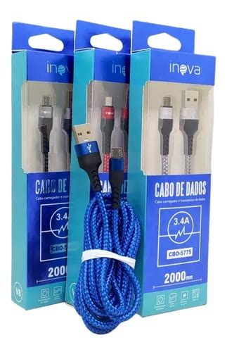 Cable Micro Usb De Datos Y Carga V Con Turbo A Color Inova De M