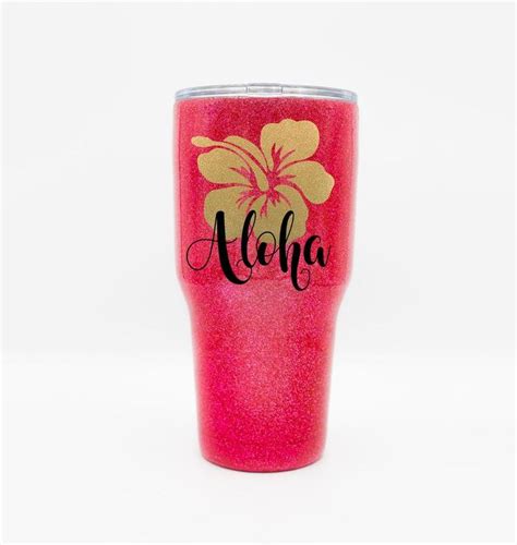 Aloha Hot Pink Yeti Custom Yeti Glitter Yeti Pink Glitter Etsy