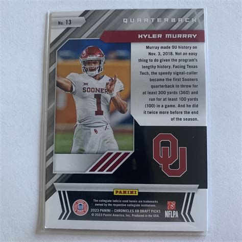 Kyler Murray Chronicles Draft Picks Xr Oklahoma Arizona