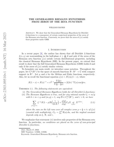 Pdf The Generalized Riemann Hypothesis From Zeros Of The Zeta Function