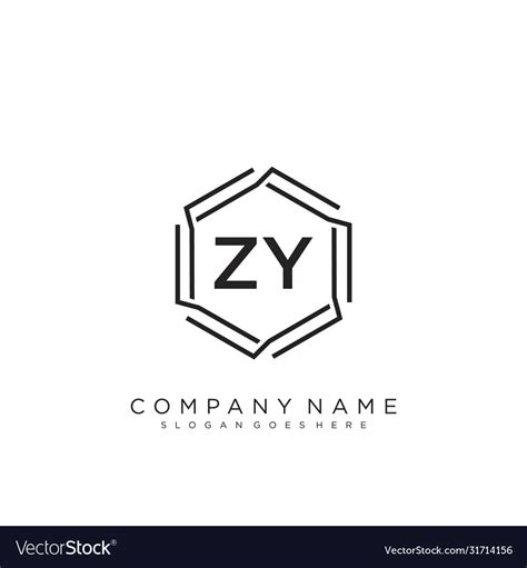 Zy Initial Handwriting Logo Design Royalty Free Vector Image