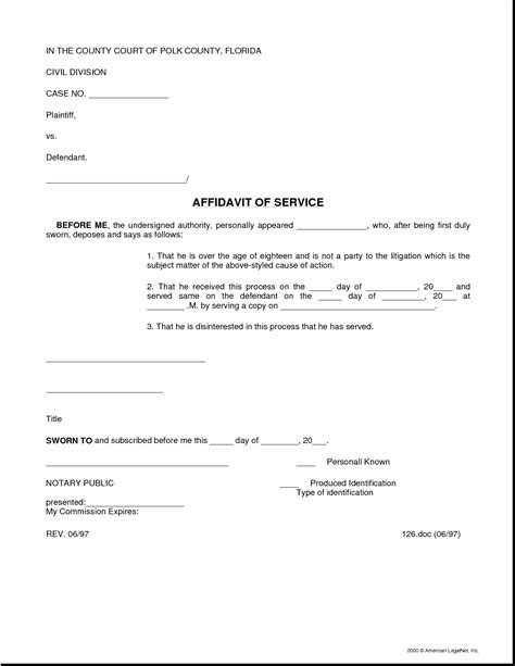 Sample Affidavit Of Service Free Printable Documents