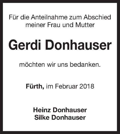 Traueranzeigen Von Gerdi Donhauser Trauer Nn De