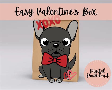Dog Valentines Box Or Bag Printable Mailbox Instant Download Diy