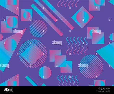 Memphis Seamless Pattern Holographic Geometric Shapes Gradients