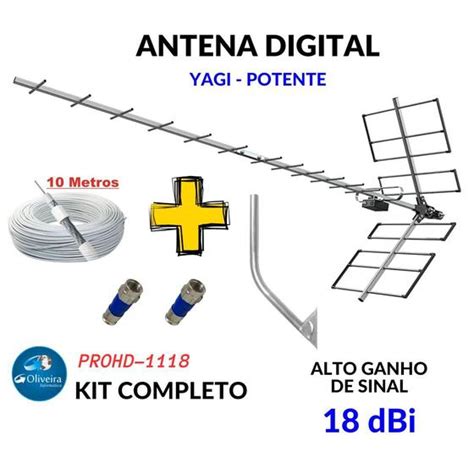 Antena Digital Externa Para Tv Proeletronic Yagi PROHD 1118 10mt