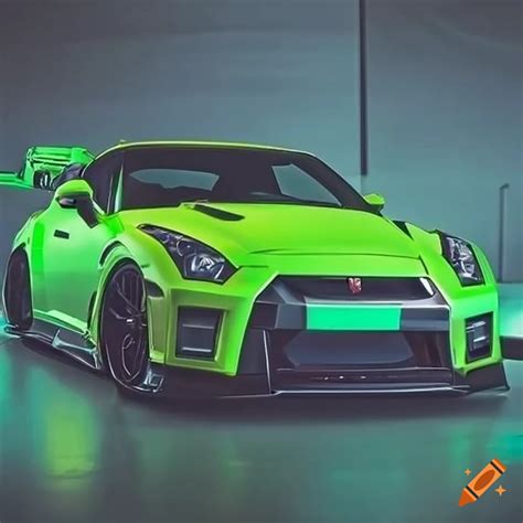 Neon Green Modified Nissan Gtr R On Craiyon