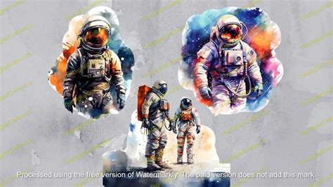 Astronaut SVG PNG Collection Watercolor Astronaut Clipart Instant