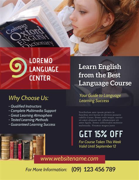 English Language Course Flyer Template Postermywall