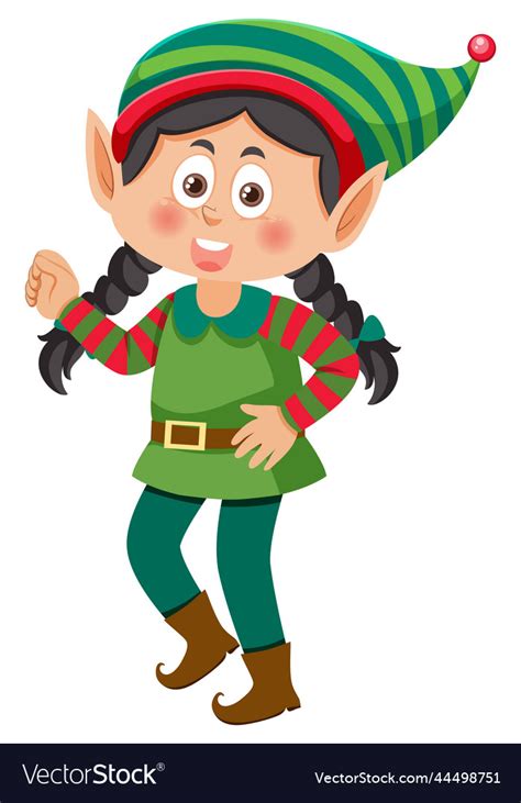 Christmas Elf Girl Cartoon Character Royalty Free Vector