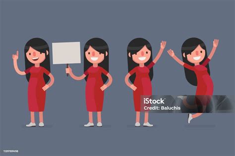 Ilustración De Personaje Femenino En Ropa Casual En Diferentes Poses Ilustración Vectorial Y Más