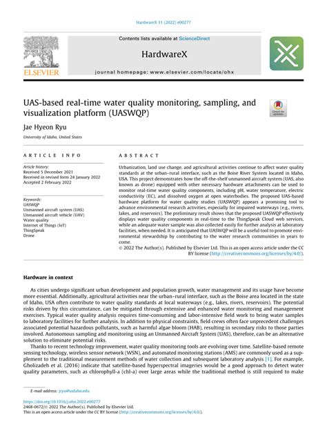 Pdf Uas Based Real Time Water Quality Monitoring Sampling And