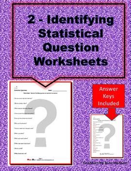 Identifying Statistical Questions Worksheets Two Worksheets TPT