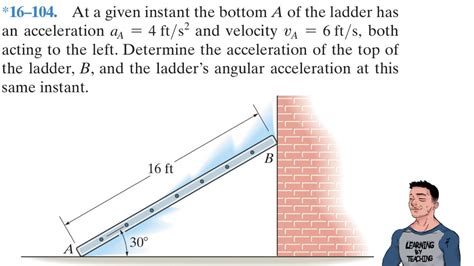 Dynamics 16 104 At A Given Instant The Bottom A Of The Ladder Has An