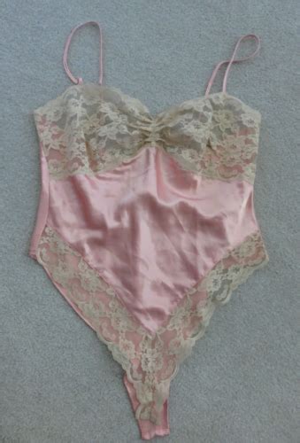 Vtg Victoria S Secret One Piece Lace Bodysuit Teddy Lingerie Gold