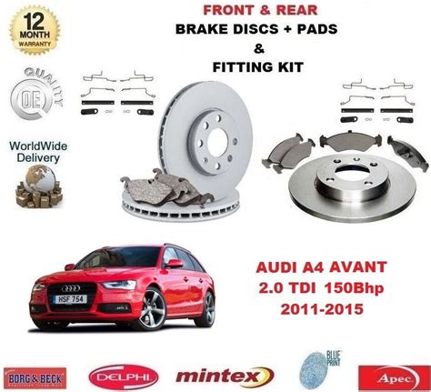 FOR AUDI A4 AVANT 2 0 TDI 170 BHP FRONT And REAR BRAKE DISCS PADS