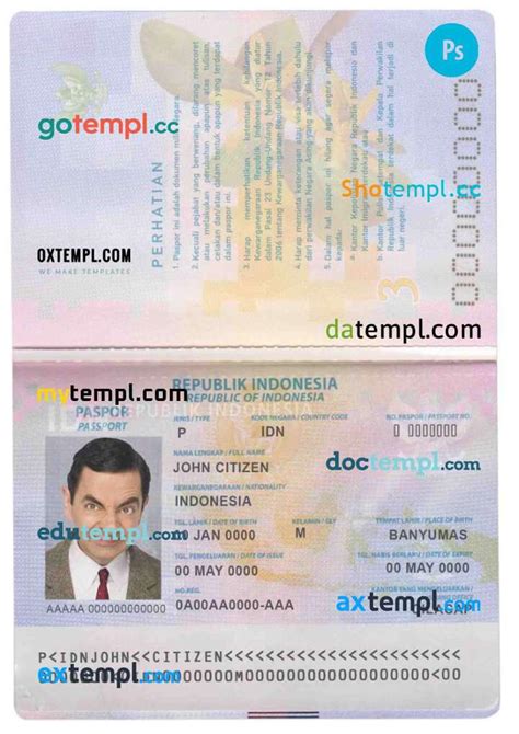 Sample Indonesia Passport Template In Psd Format Fully Editable With All Fonts Download By