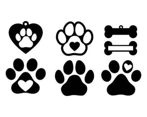 Huellas De Perros O Gatos Vector Silueta Aislada Vector Premium