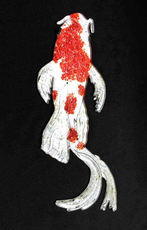 Koi Fish Wall Art Fused Glass Koi White Body By Tightlineglass