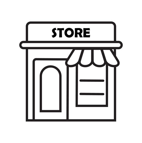 Store Shop Icon Vector Mini Market Shopping Symbol In Outline Style