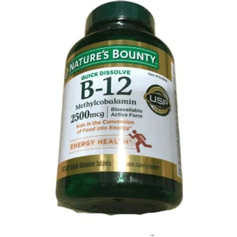 Nature S Bounty B 12 Vitamin B 12 2500 Mcg 300 Quick Dissolve Tablets