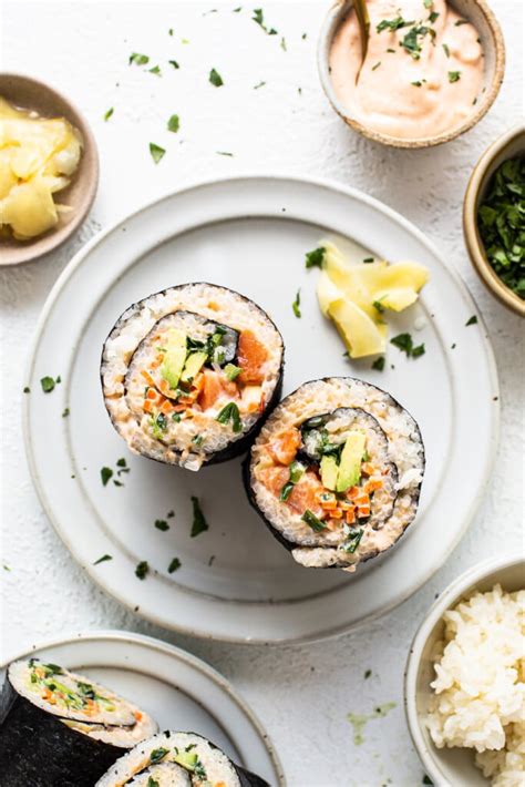 Simple Salmon Sushi Burrito - Fit Foodie Finds