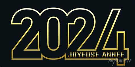 Carte ou bandeau pour souhaiter une joyeuse année 2024 en or canvas