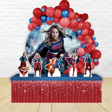 Kit Aniversario Painel Redondo Display Supergirl Produtos Elo7