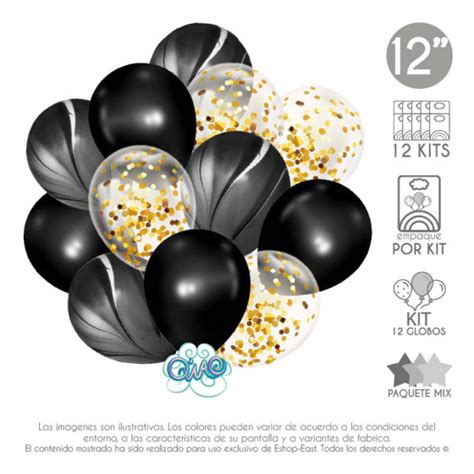 Set De Globos Qwao De L Tex Globo Con Confeti M Rmol Y Cromado