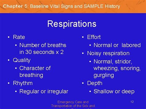 Chapter Baseline Vital Signs And Sample History