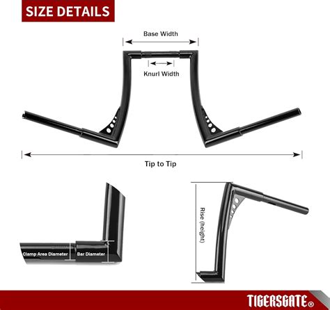 TIGERSGATE 1 1 4 Fat Black Rise Ape Hangers Handlebar 14 Inch Z Bar