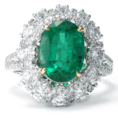 Oval Emerald 3 66 Ct With Diamond Halo Ring In White Gold New York