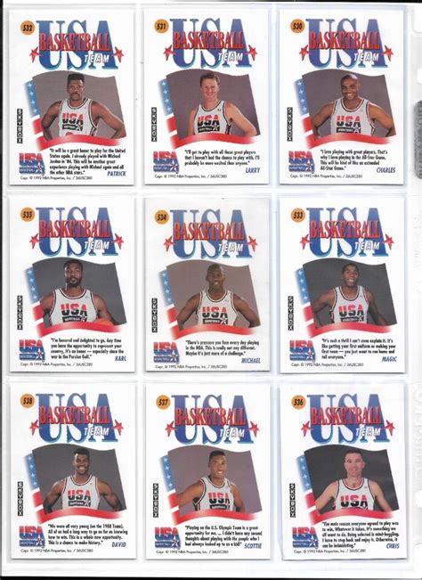 Skybox Usa Olympic Dream Team Set Cards Jordan Magic Bird