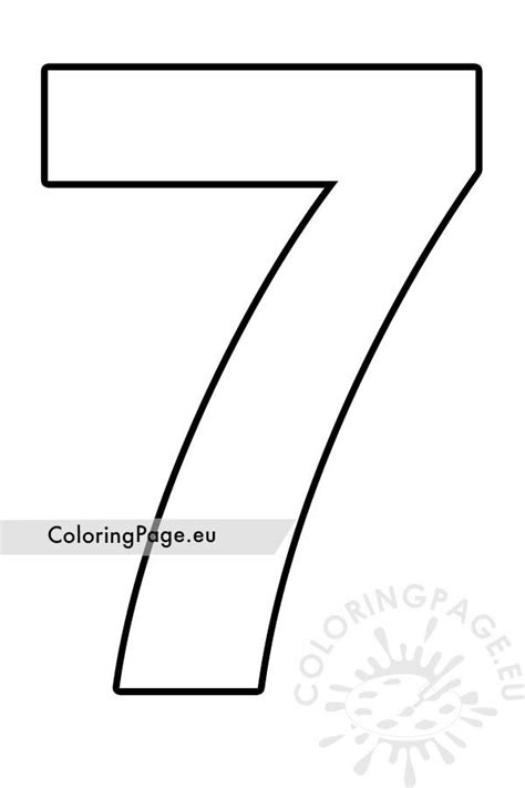 Free Printable Number 7 Template Coloring Page
